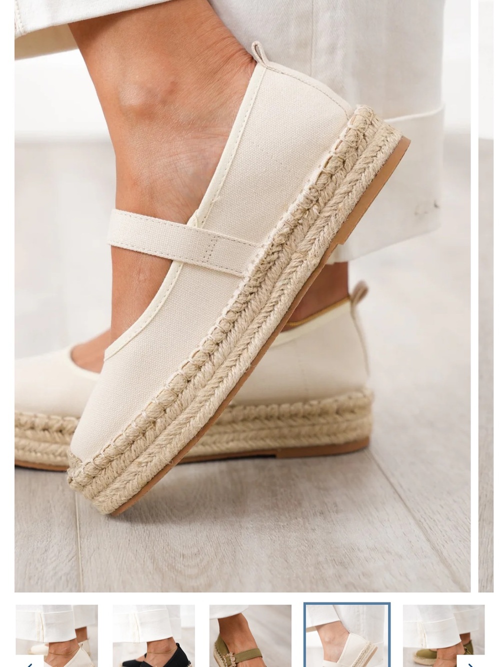 SODA Cream Canvas Espadrille Mary Jane with Decorative Buckle - Picture 12 of 16